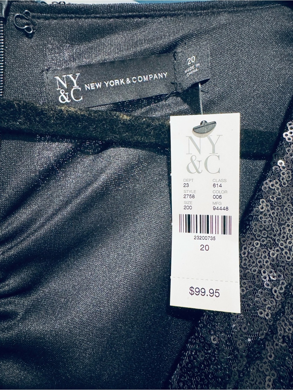 New York and Company Black and White Sequin Bodice Wide-Leg Jumpsuit - Picture 8 of 9